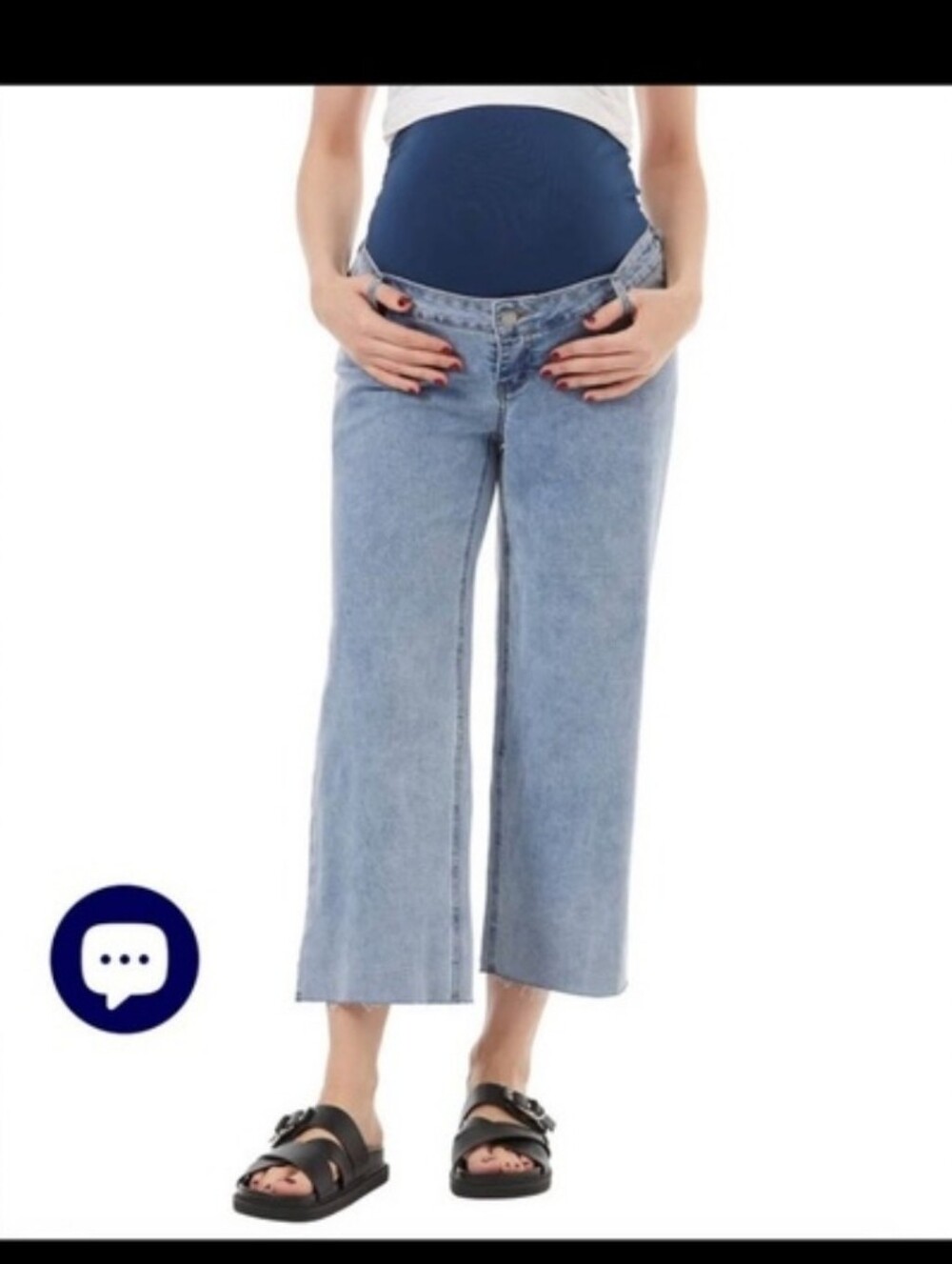 Maiamae Wide Leg Cropped Maternity Jeans
